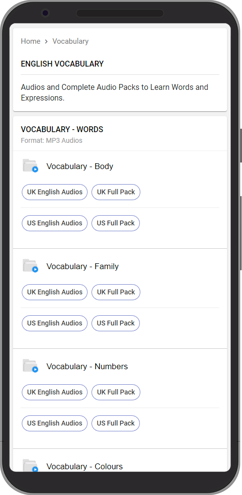 Vocabulary Inglés - Descargas