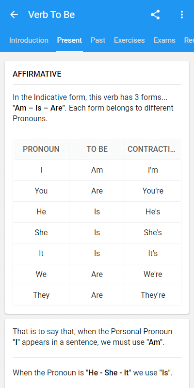 Verb to be TeacherApp